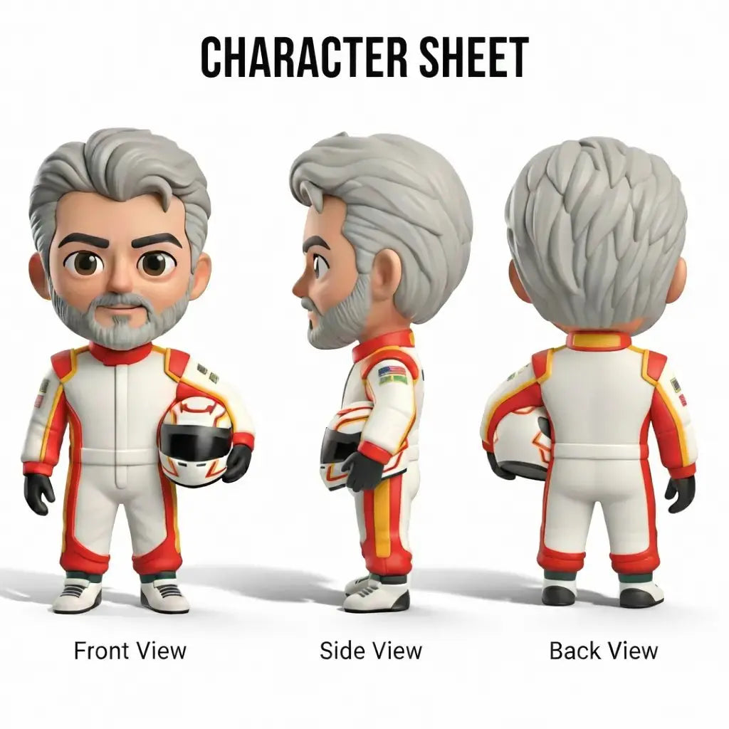 Ajith custom figurine front side and back views
