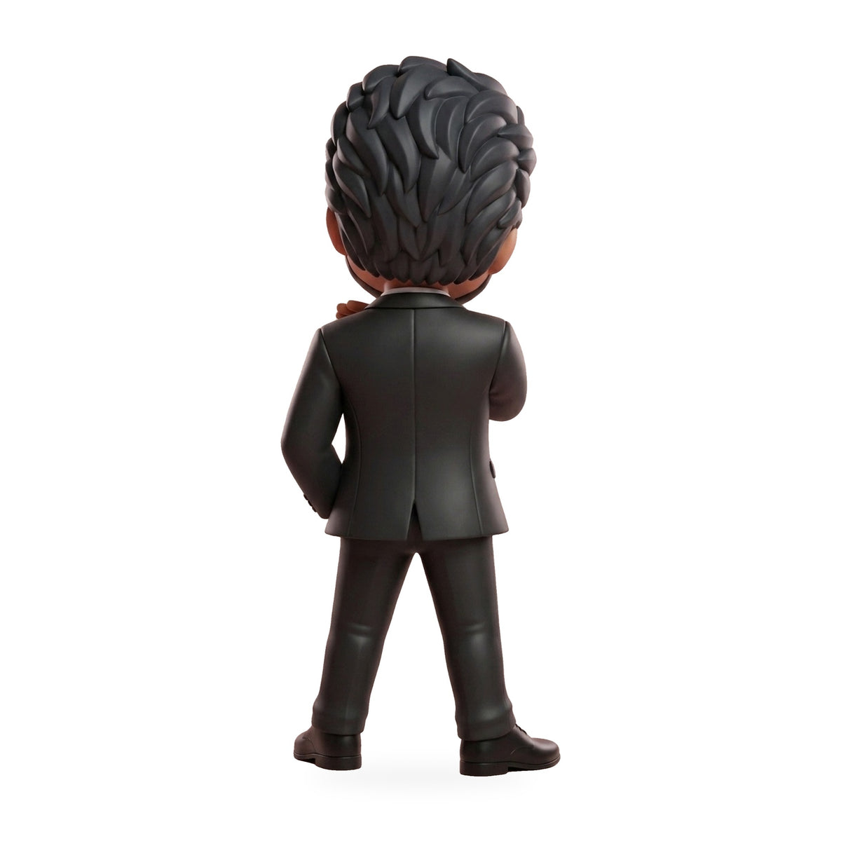 Back view of the CM Vijay fan-art figurine in a black suit