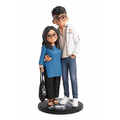 Custom couple figurine from photo: woman in blue kurta and man in white jacket